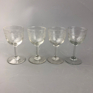 Set-Four-Greek-Clear-Key-Style-Liqueur-Glasses-Victorian-Antique-c1900