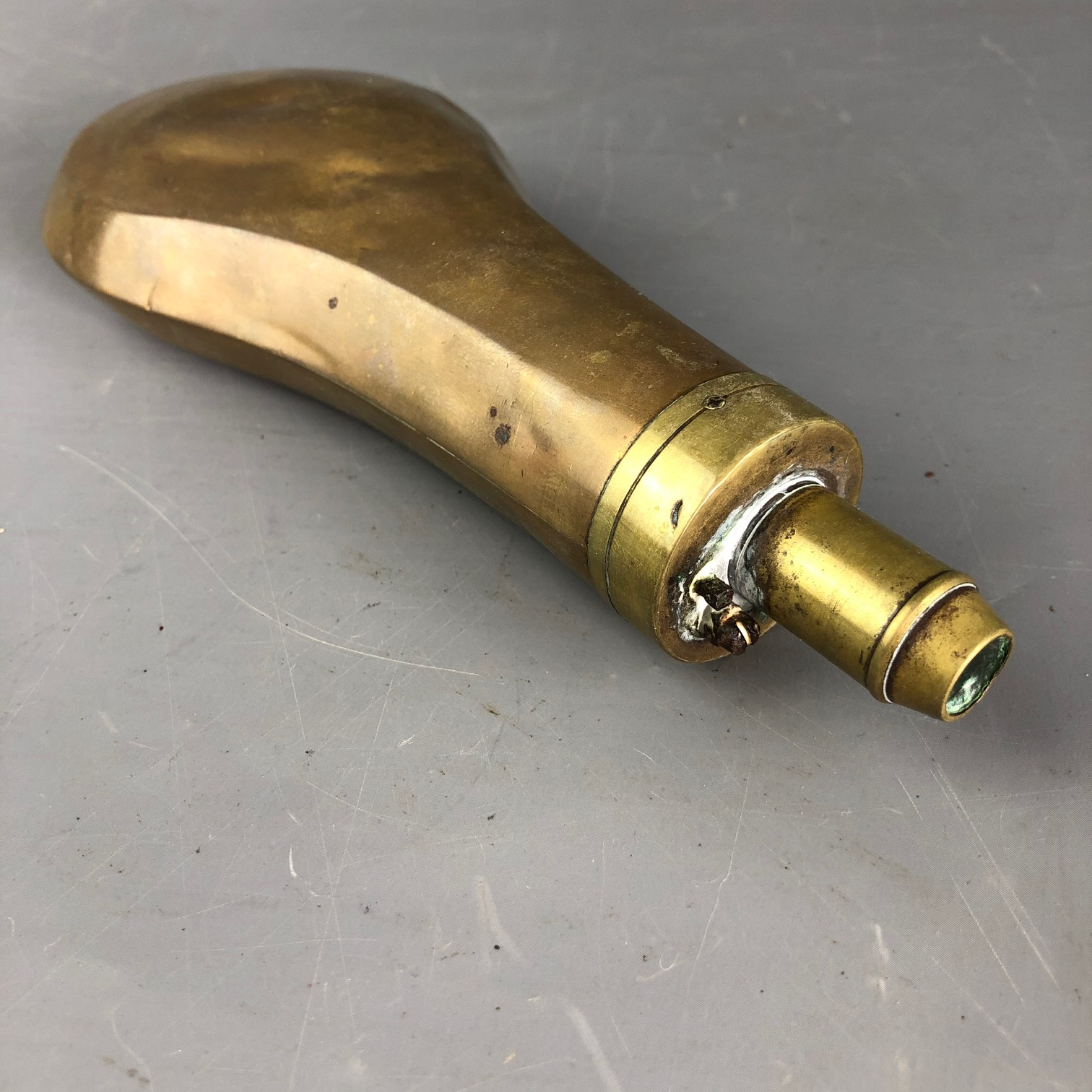 Sykes Copper And Brass Gun Powder Flask Antique Victorian c1890