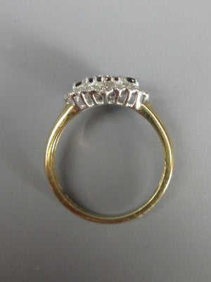 9ct Gold Saphire & Diamond Ring Size 0 Contemporary