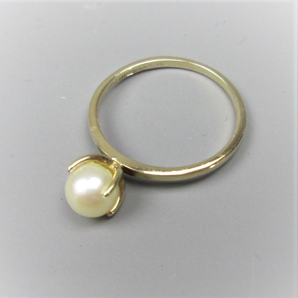 9ct Rose Gold Pearl Ring Size Q/8