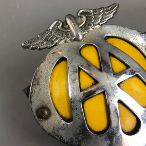 AAM Automotive Association Membership Badge Chrome & Yellow Enamel Vintage c1962/63