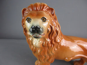 A Large Staffordshire Style Lion Figurine Vintage Mid 20th Century