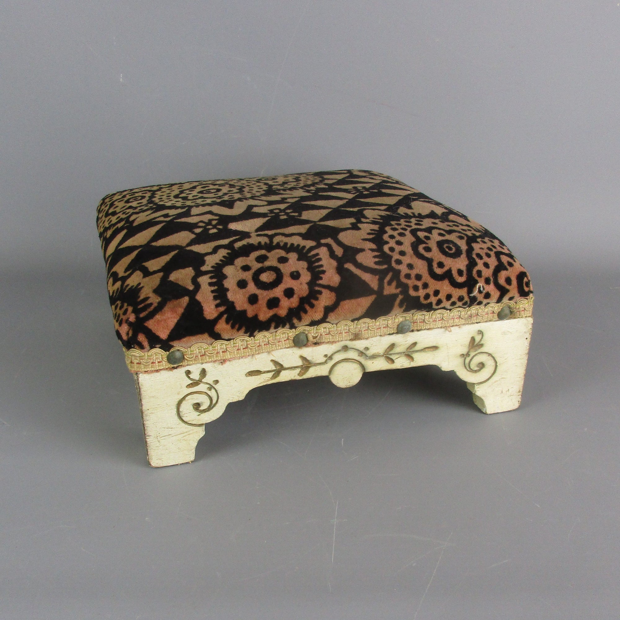 Art Deco French Upholstered Foot Stool Vintage Circa 1930's
