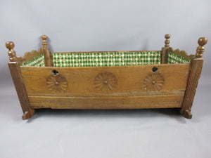 Carved Hand Made Wooden Crib Dog Basket Antique c1750