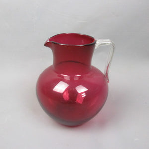 Cranberry Glass Jug Antique Victorian c1880