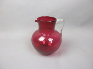 Cranberry Glass Jug Antique Victorian c1880