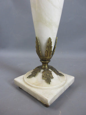 Decorative White Marble & Brass Table Lamp Base Vintage c1940
