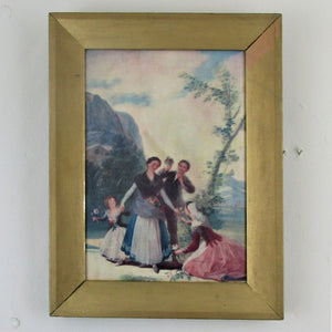 Gilded Frame Oil On Canvas Of A Family Antique Victorian c1880.