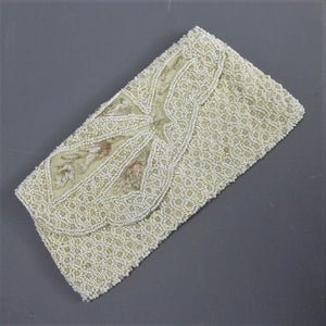 Glass Bead & Embroidery Clutch Purse Evening Bag Antique c1920
