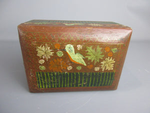 Hand Painted Papier Mache Hummingbird Lidded Box Vintage c1960