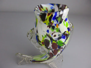 Handblown Murano Art Glass Fish Vase Vintage c1960