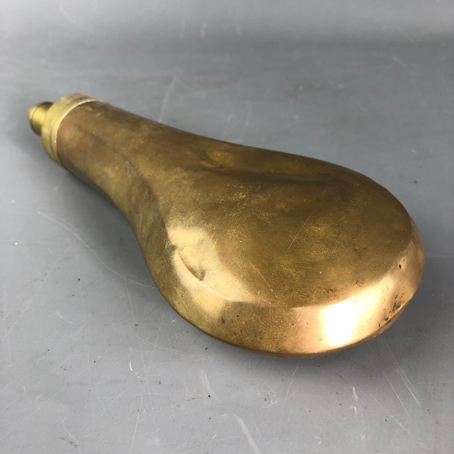 Sykes Copper And Brass Gun Powder Flask Antique Victorian c1890 - Top  Banana Antiques