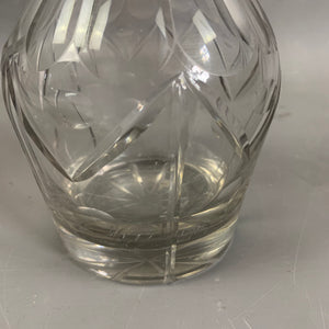 Cut Glass Crystal Glass Decanter With Silver Ring Antique Victorian c1880