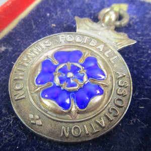 Sterling Silver & Blue Enamel Northants Football Association Medal Antique c1930