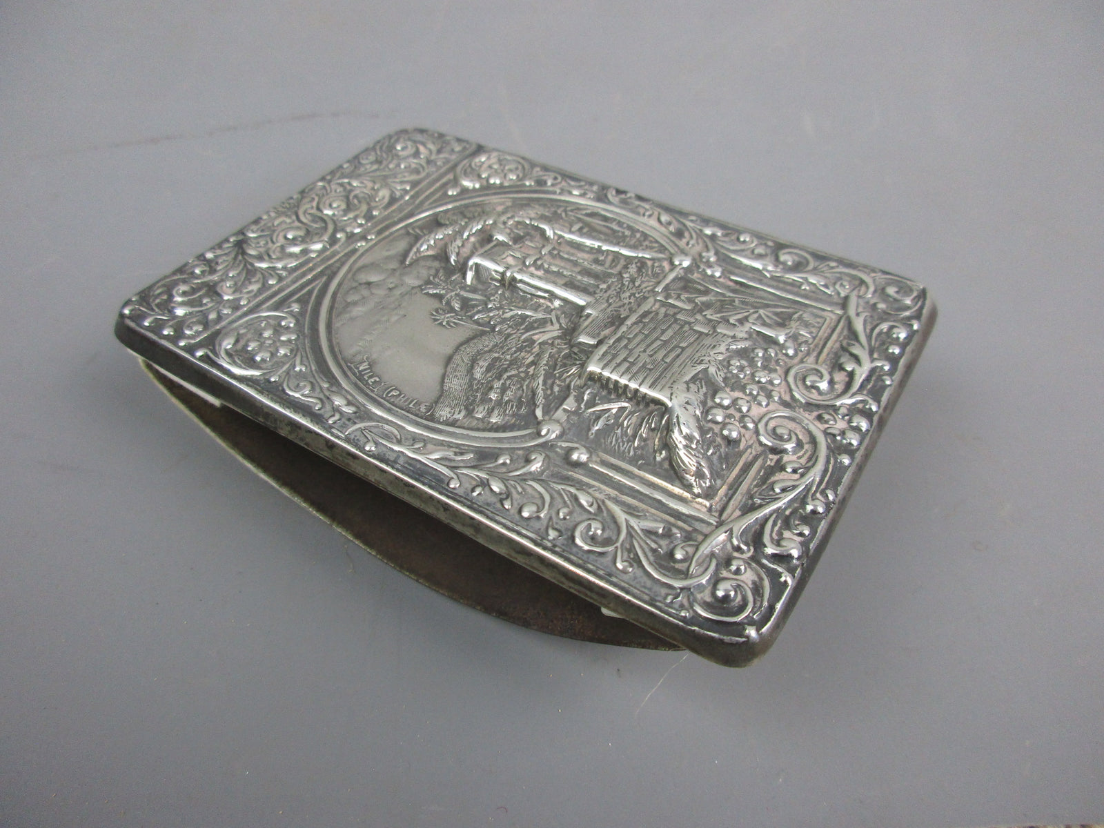 Sterling Silver Crisford And Norris Nile River Scene Desk Blotter Edwardian Birmingham 1903