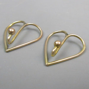 9ct Indian Gold Heart Shaped Dress Clips In Original Box Art Deco 1930's