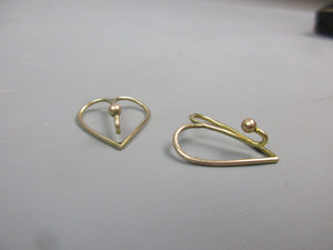 9ct Indian Gold Heart Shaped Dress Clips In Original Box Art Deco 1930's