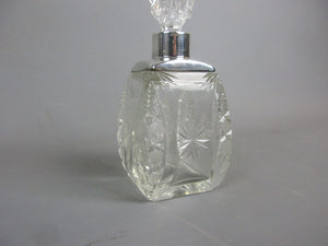 Sterling Silver & Cut Glass Scent Bottle Antique Art Deco c1930