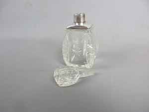 Sterling Silver & Cut Glass Scent Bottle Antique Art Deco c1930