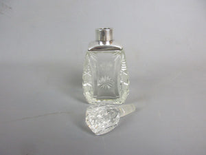 Sterling Silver & Cut Glass Scent Bottle Antique Art Deco c1930