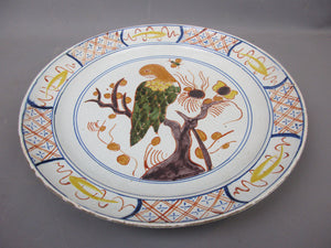 Tin Glazed Polychrome Delft Plate With Hand Painted Parrot Design Antique Georgian c1790