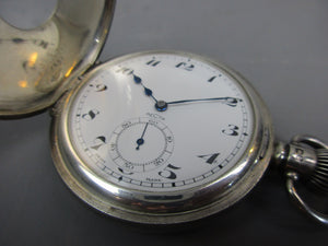 Recta Semi Hunter Sterling Silver Pocket Watch Antique c1930