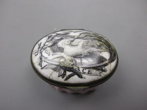 Pink & White Enamel Peace Dove Design Patch Box Georgian c1800