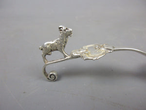 Ornate Sterling Silver Continental Souvenir Spoon With Goat Finial Design Antique c1890