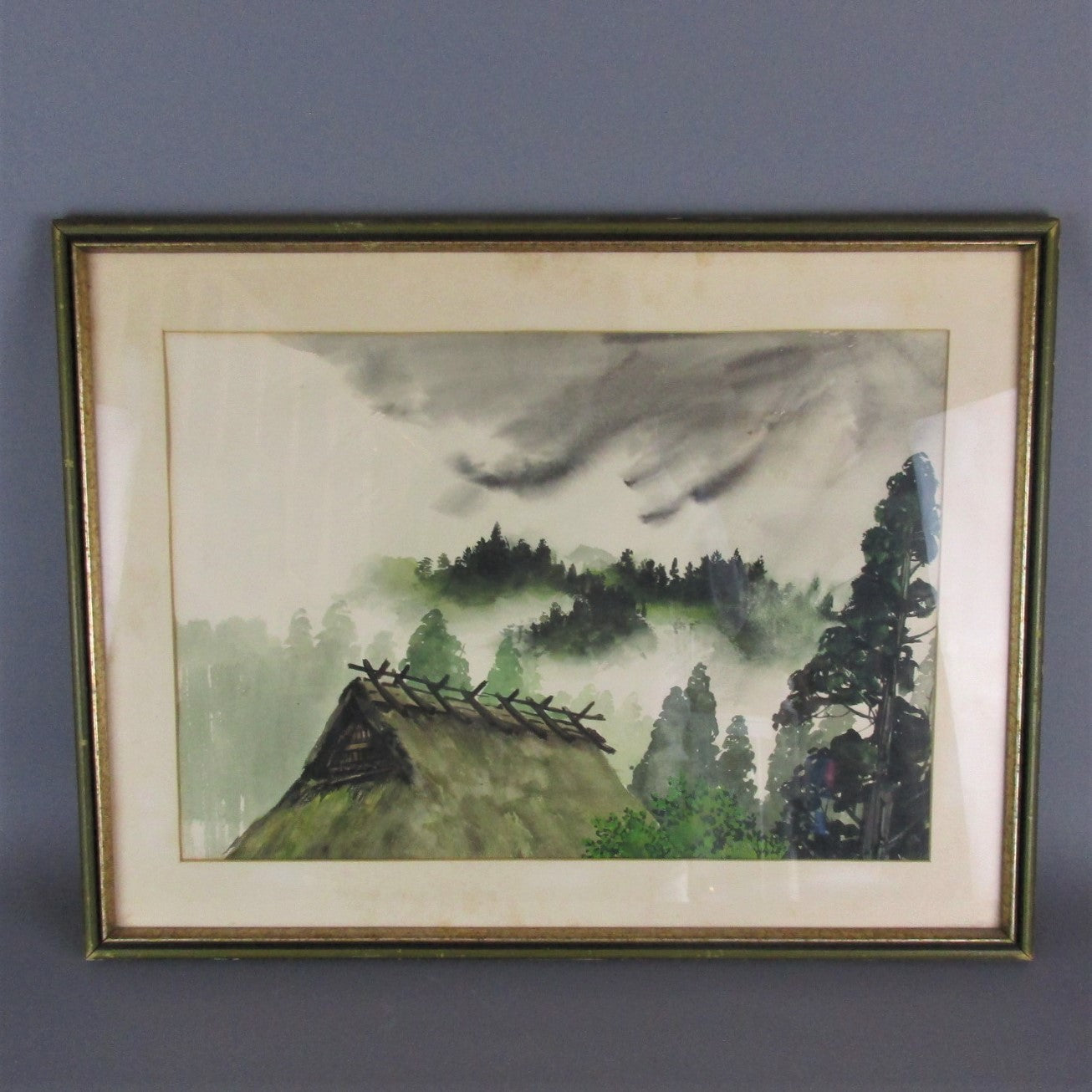 Nordic Fjords Woodland Landscape Watercolour Vintage
