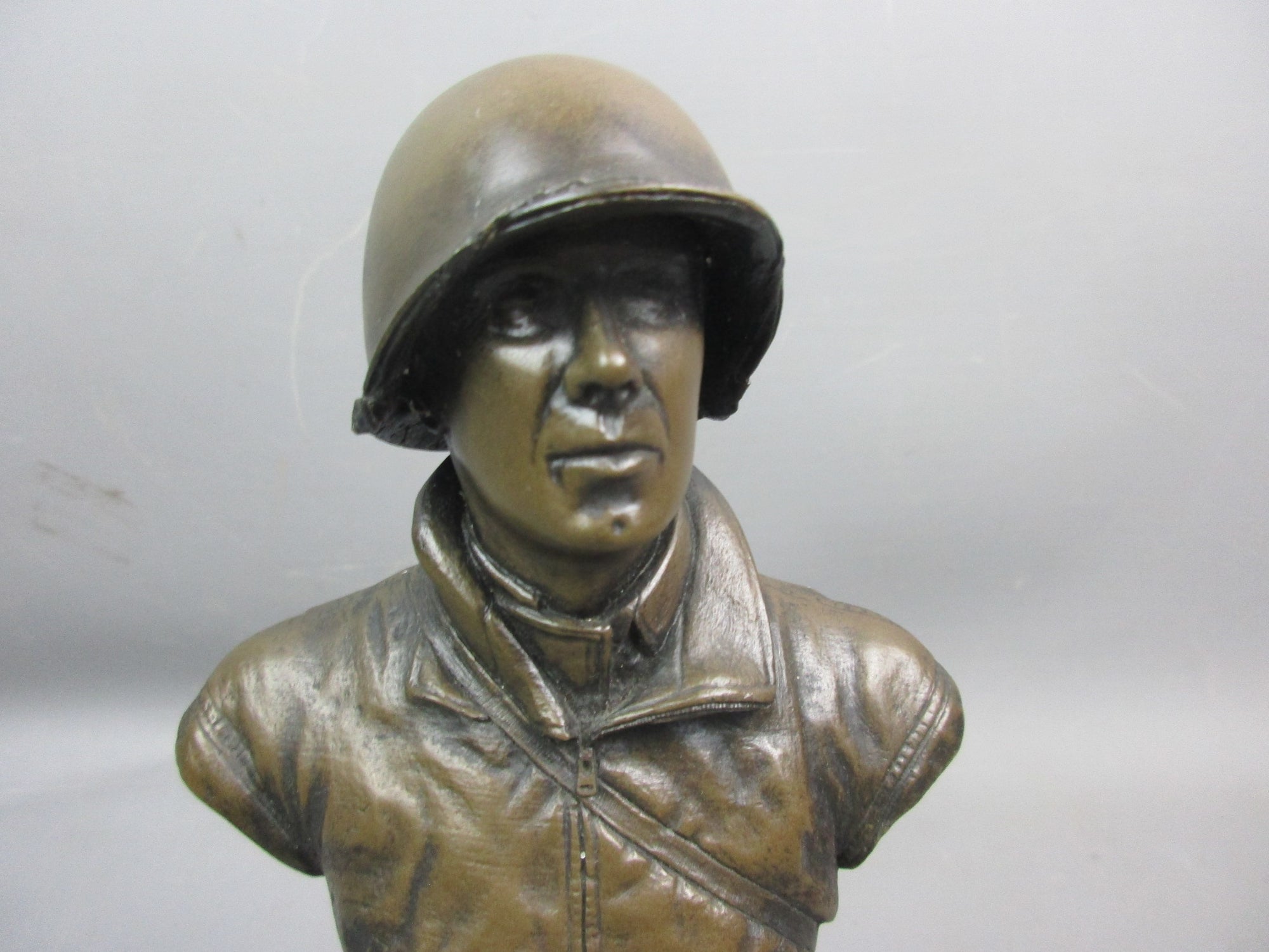 WWII U.S Infantry Soldier Bust On Wooden Plinth Wosley Arts Vintage c1970