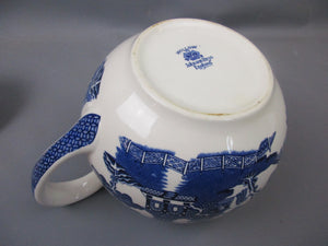 Johnson Bros Old Willow Pattern Blue & White Transfer Tea Pot Vintage c1960