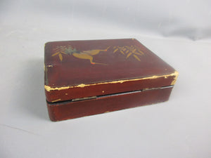 Lacquer Wood Chinese Heron Design Box Antique c1900