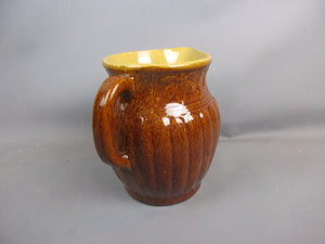 Large Brown Glazed Rustic Spouted Water Jug Antique c1930