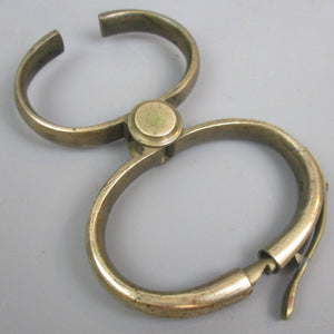 Pair Of Hiatt Style Solid Brass 'Come Along' Handcuffs Victorian c1880