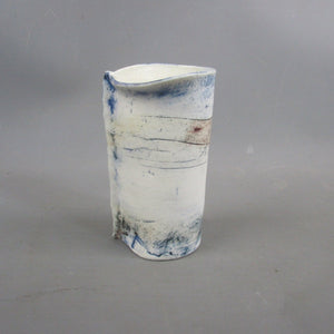 Modernist Style Cornish Pottery Blue & White Studio Vase Vintage c1970
