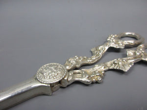 Pair Of Silver Plated Ornate Grape Scissors Antique Victorian c1890