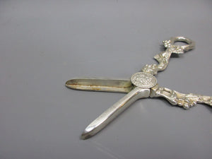 Pair Of Silver Plated Ornate Grape Scissors Antique Victorian c1890