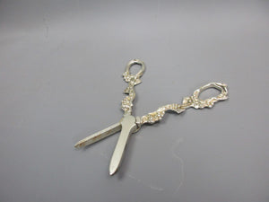 Pair Of Silver Plated Ornate Grape Scissors Antique Victorian c1890