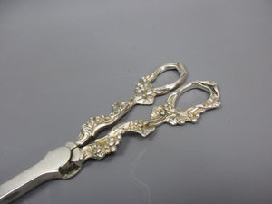 Pair Of Silver Plated Ornate Grape Scissors Antique Victorian c1890