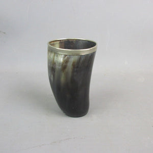Horn Drinking Beaker With Silver Silver Plated Rim Antique Victorian c1890