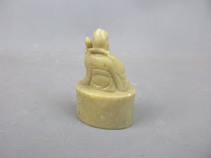 Hand Carved Chinese Soapstone Letter Wax Seal Of Elder Figure Antique c1890
