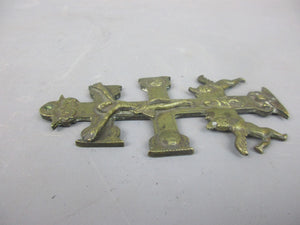 Brass Christian Crucifix Ornament With Cherub Decoration Antique Victorian c1890