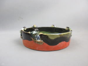 Japanese Pottery Novelty Bowl With Figures Antique Art Deco c1920