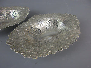 Sterling Silver Pair Of Bon-Bon Dishes Antique Victorian Sheffield 1894