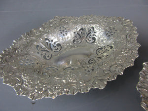 Sterling Silver Pair Of Bon-Bon Dishes Antique Victorian Sheffield 1894