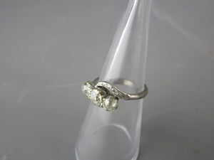 Sterling Silver Diamond Crossover Ring 0.25ct Unhallmarked Vintage c1980