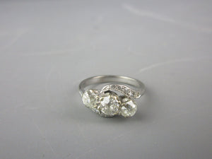 Sterling Silver Diamond Crossover Ring 0.25ct Unhallmarked Vintage c1980