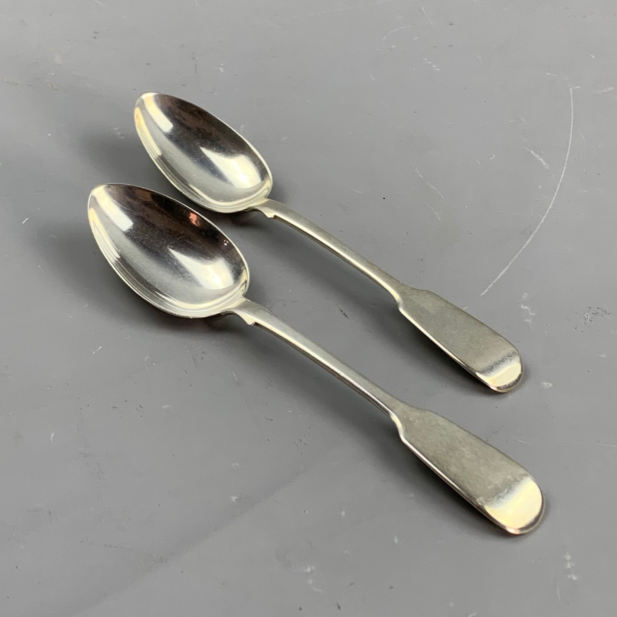 Sterling Silver Pair Dessert Spoon Antique Victorian London 1843