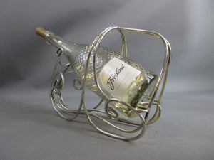 Italian Silver Plate Wine Bottle Caddy Vintage c1940