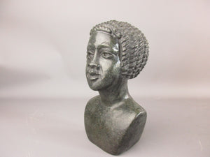 Large Minas Soapstone Head Bust Carving Figure Vintage Mid Century c1950